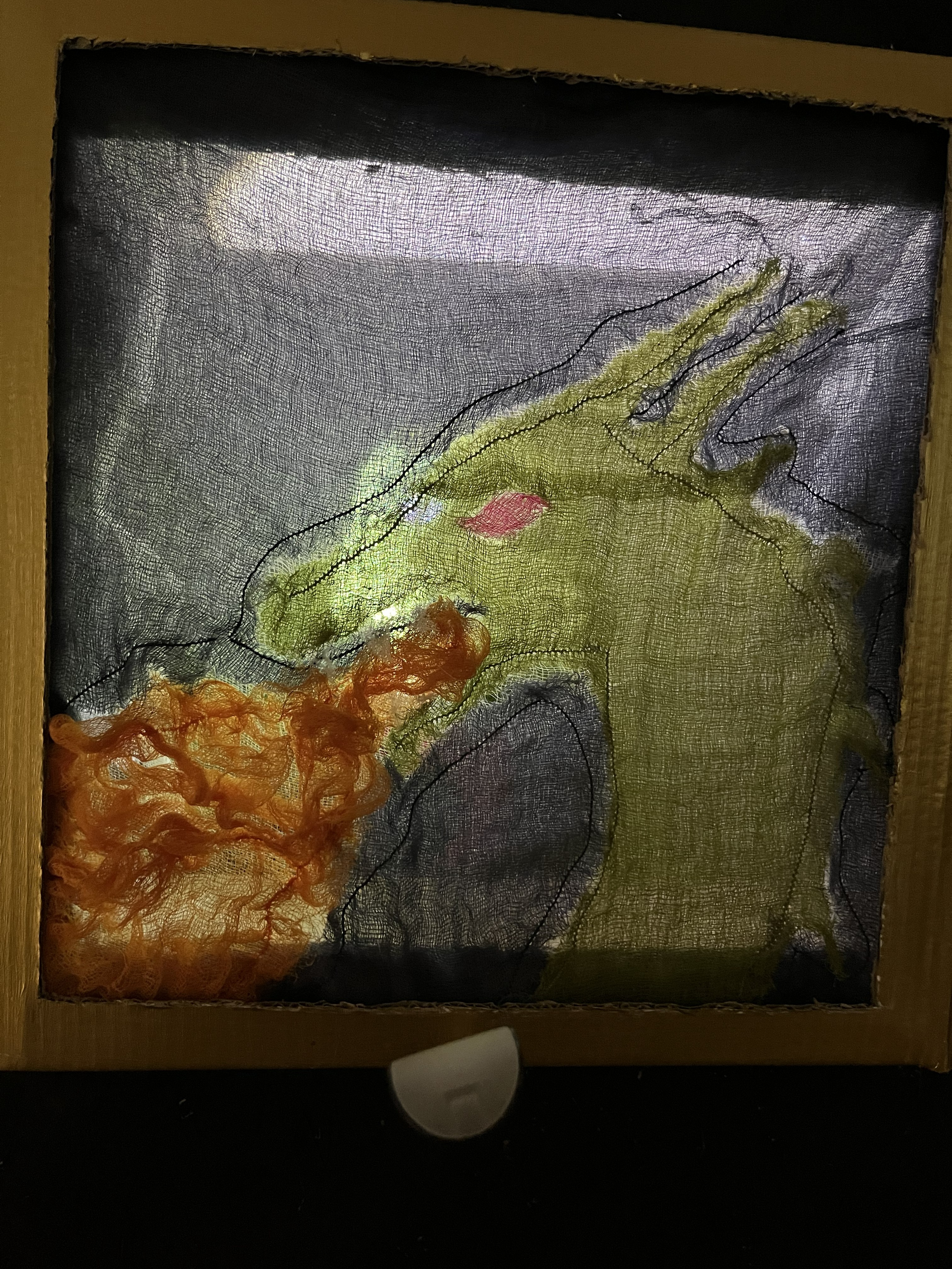 Light shining through a scrim.